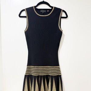 Ted Baker Black and Gold Geometric Mini Dress